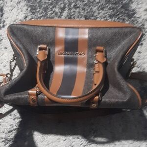 Michael Kors Tan and Black Duffel Bag